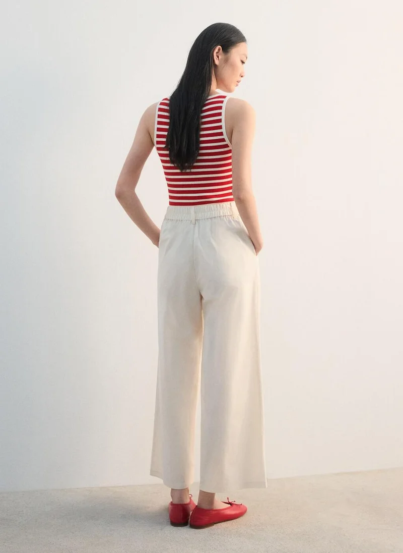 Mango Wide leg cropped trousers with darts
